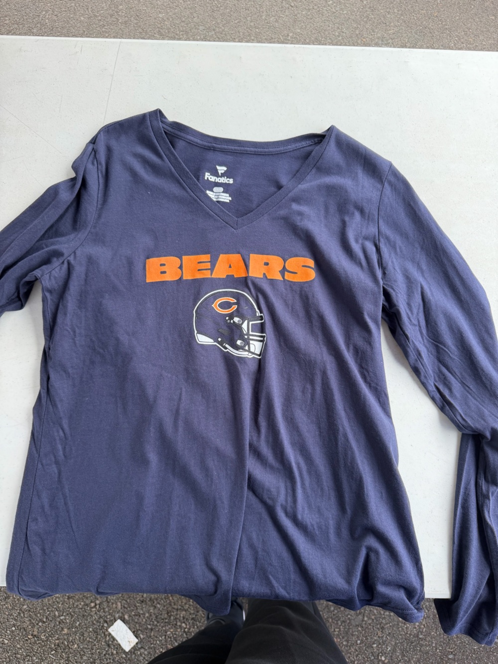 Fanatics Navy & Orange Chicago Bears Long-Sleeve V-Neck Shirt